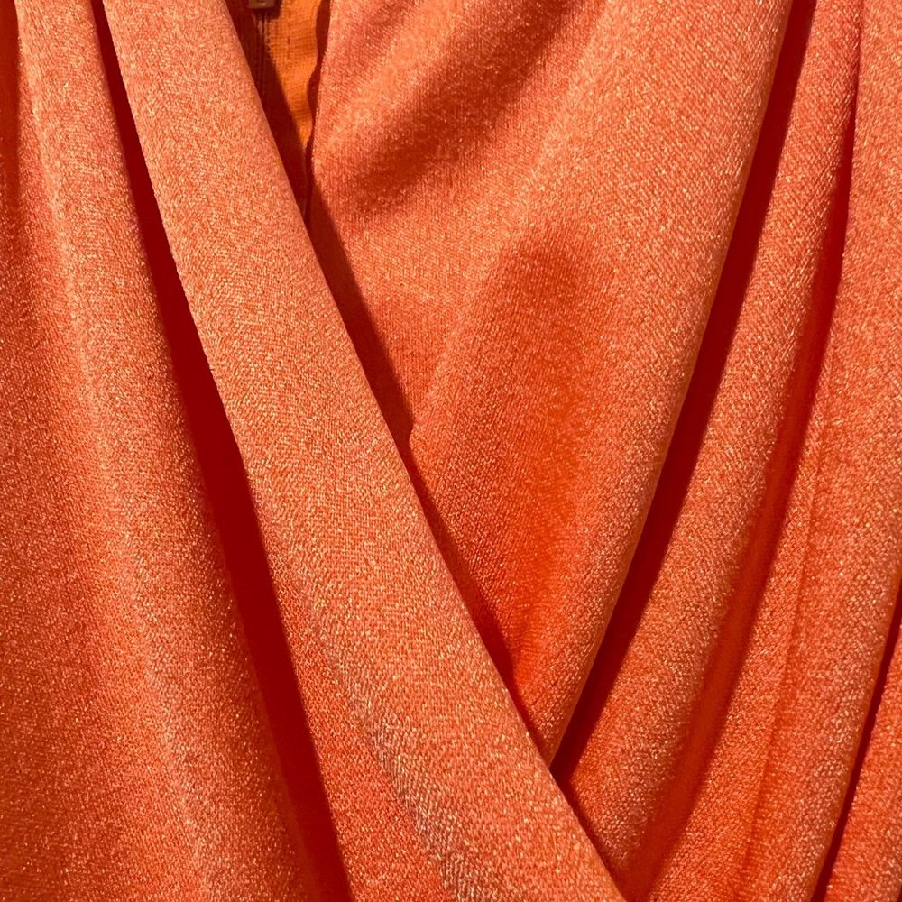 Vintage 1970s Shimmery Pumpkin Spice Maxi Dress - Picture 5 of 6